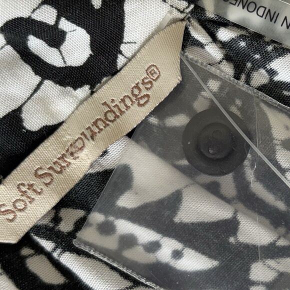 NEW Soft Surroundings Black And White Tunic Top Shirt Roll Tab Sleeves - Picture 9 of 10